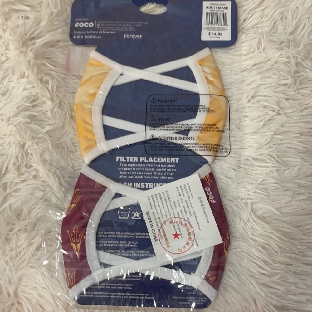 6/$20 New set/3 Arizona State face masks